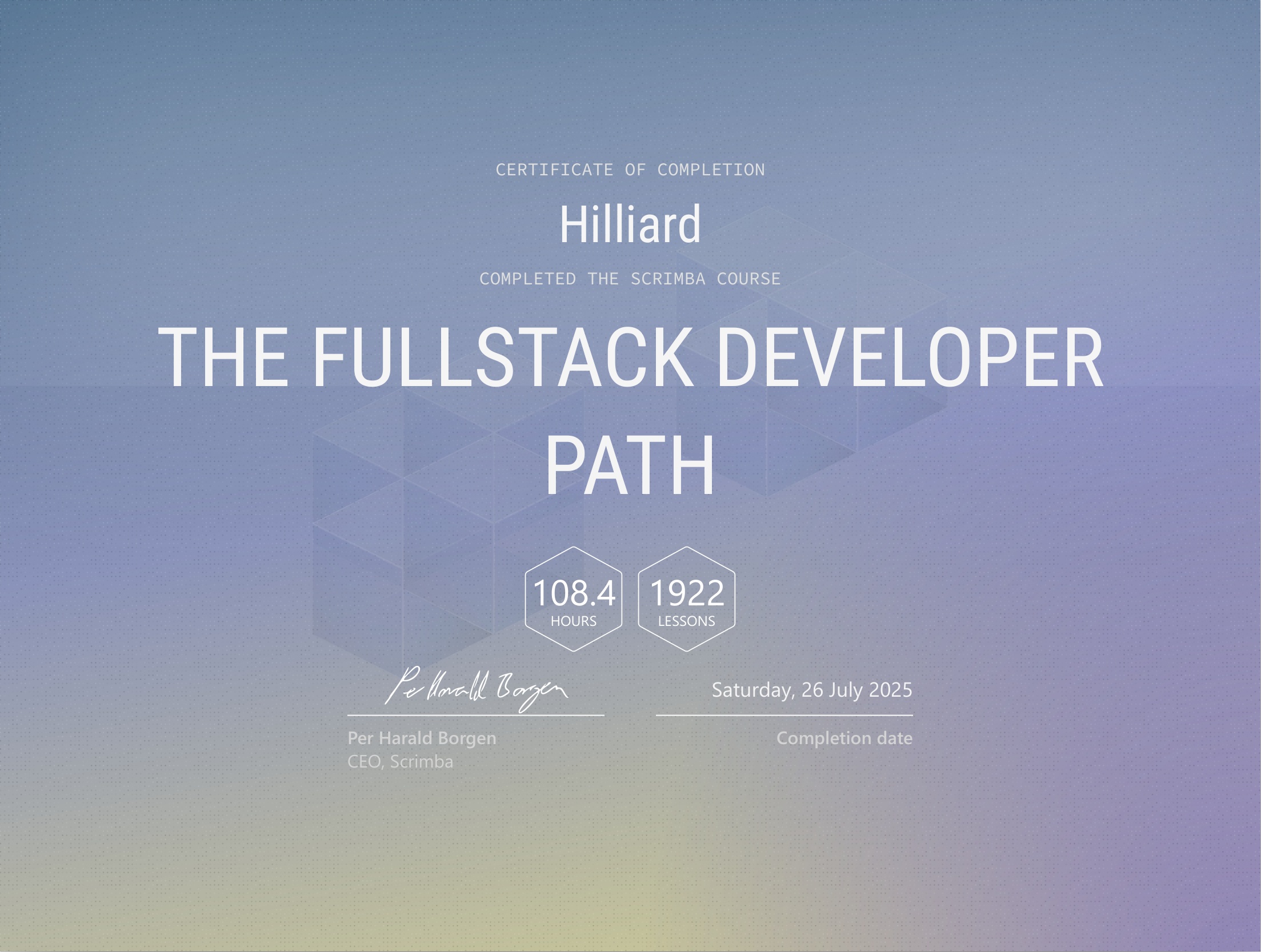 Developer Portfolio Certificate