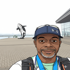 Hilliard Scott in Vancouver with Pixelated Whale